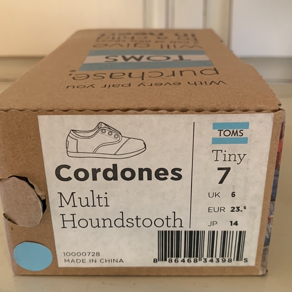 TOMS Size Tiny 7 Multi Houndstooth toddler - Picture 2 of 8